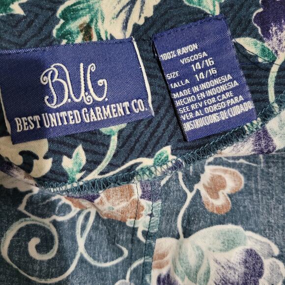 Vintage Floral Romper Green Rayon Playsuit Adjustable Corset Waist Plus Size 14 - Picture 11 of 16